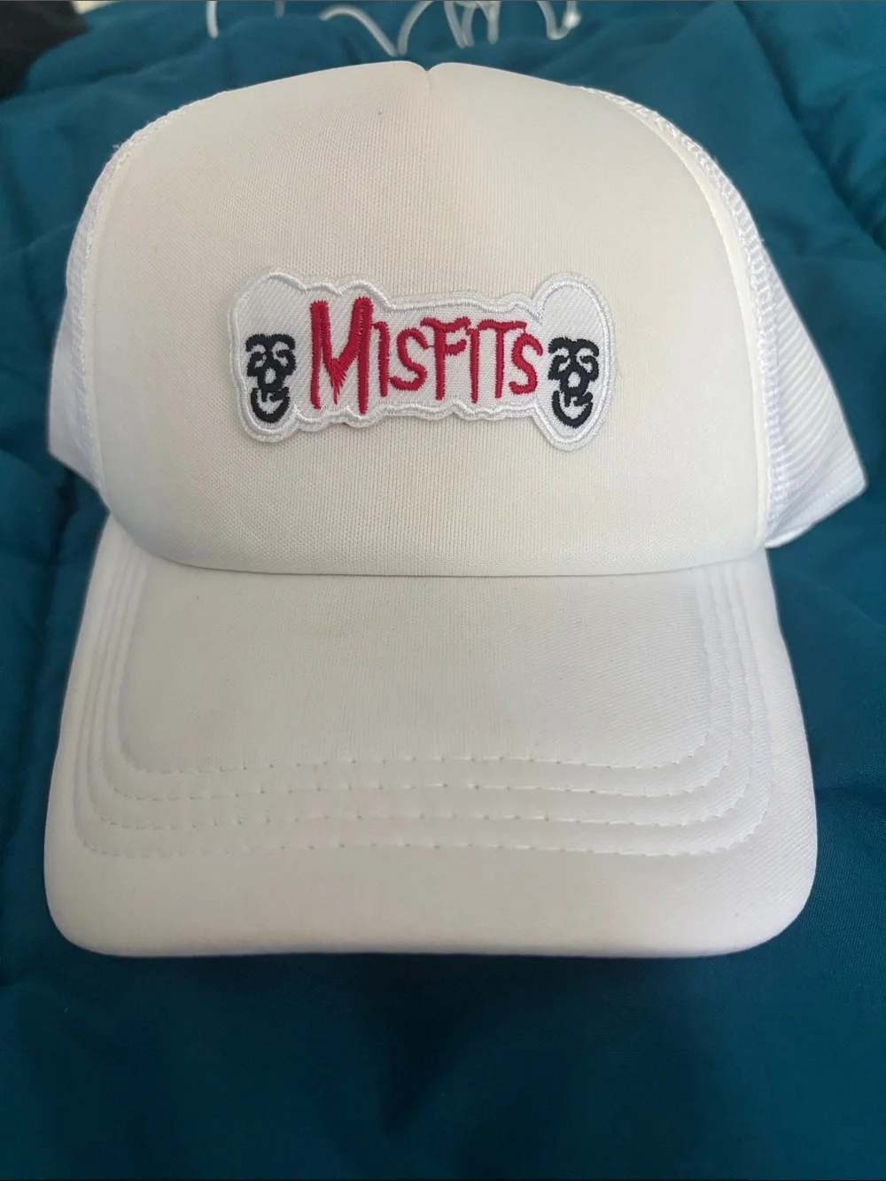 Misfits White Trucker Hat with Embroidered Patch
